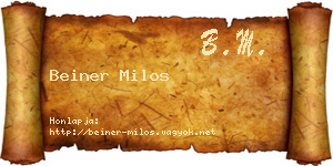 Beiner Milos névjegykártya
